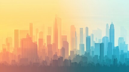 Fototapeta premium Abstract cityscape divided by a line of clear air and smog, highlighting pollution contrast, [air quality awareness], [haze concept].
