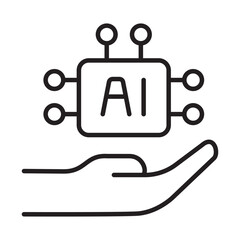 Empower AI Icon – Hand Holding AI Symbol Representing Advanced AI Integration