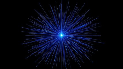 Fototapeta premium Blue star burst animation on a dark background, celestial, digital