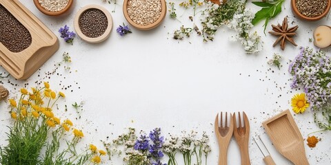 Nature's Bounty: A Vibrant Display of Herbs and Spices for Culinary Inspiration