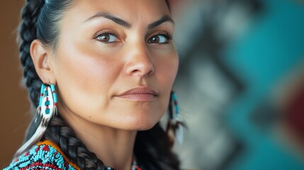 Grace and Strength: Indigenous Woman Radiating Resilience and Cultural Heritage