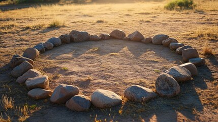 Tranquil Circle of Stones: A Sacred Space for Reflection and Connection