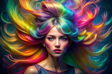 Obraz premium Surreal Trendy Hairstyles: Short, Medium, Long Hair Transformations