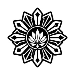 Blooming flower tattoo icon in glyph style