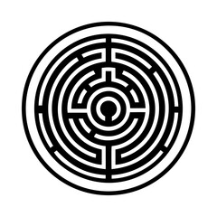 Labyrinth symbol tattoo, glyph style icon