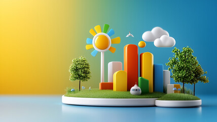 A Vibrant Miniature Landscape Representing Growth and Sustainability