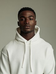 Obraz premium A male model wearing a plain white hoodie