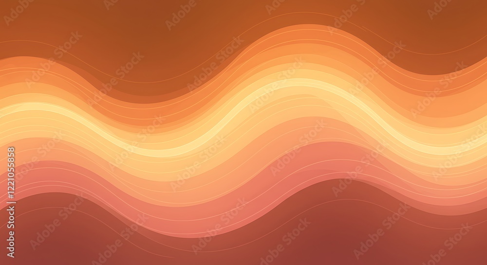 Poster abstract warm gradient background. peach and orange waves with flowing lines.