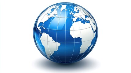 Blue and White Globe with Grid Lines Illustrating Global Connectivity and Geography