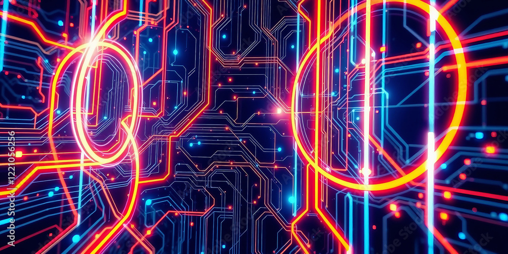 Poster glowing abstract light design with colorful patterns and energy
