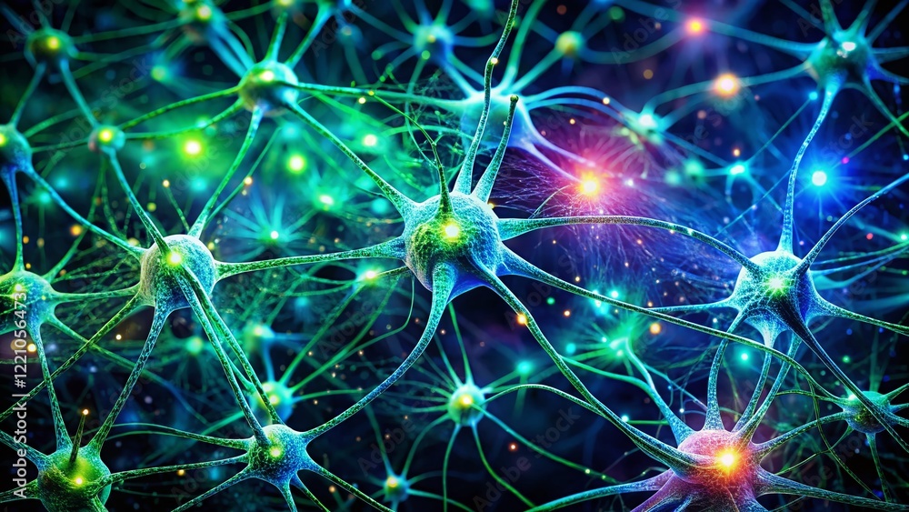 Poster surreal microscopic neural network: exploring complex brain communication