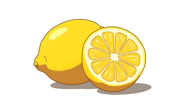 recommend clip art: Juicy Lemon Fruit Illustration Whole and Sliced