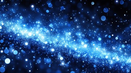 Obraz premium Abstract Blue Sparkle Galaxy Background, Glittering Shimmering Starry Night Design