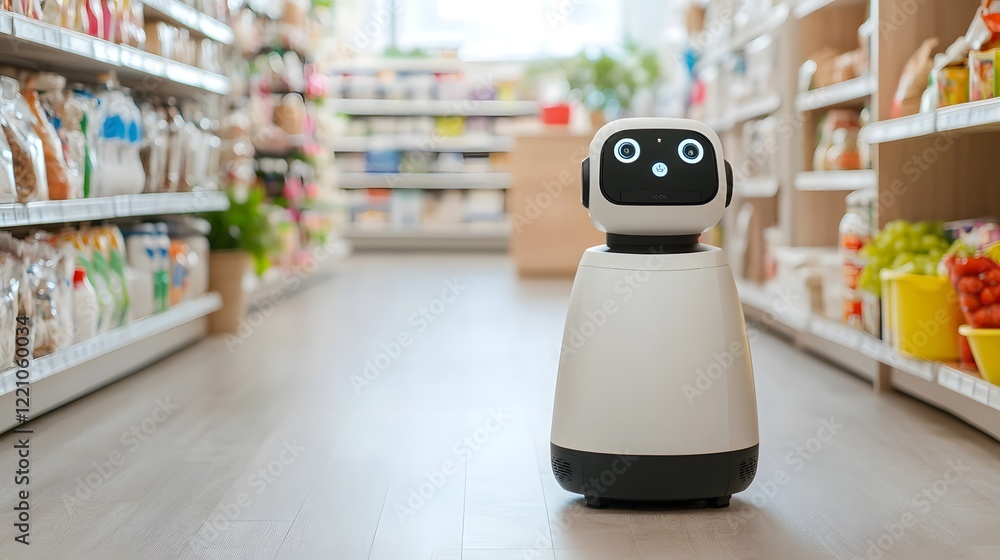 Poster polyfunctional robot automates grocery inventory and online order management at home