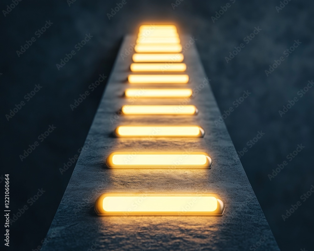 Poster a captivating perspective of illuminated tubes against a dark backdrop, creating a surreal and moder