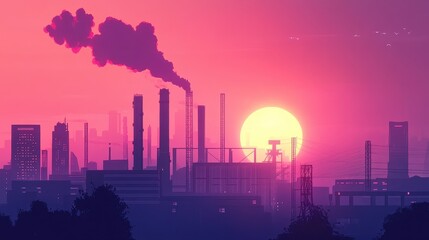 Fototapeta premium air quality flat design front view industrial factory theme animation vivid 