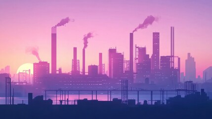 Obraz premium air quality flat design front view industrial factory theme animation vivid 