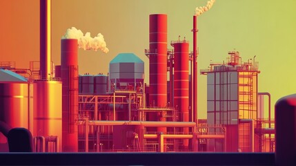 air quality flat design front view industrial factory theme animation vivid 