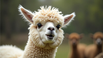 Obraz premium Funny Alpaca with a Quirky Expression