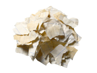 Pieces of notebook paper with old lines and white creases that are torn or cut. Isolated design...