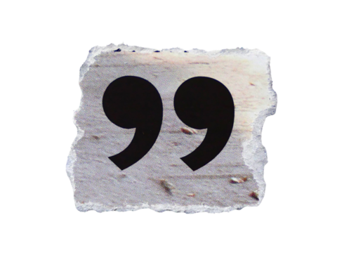 Speech mark Symbol on pieces of torn or cut paper, design elements isolated on transparent background.