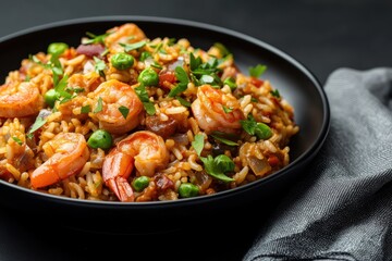 Fototapeta premium american lusiana jambalaya with with shrimp and sausage