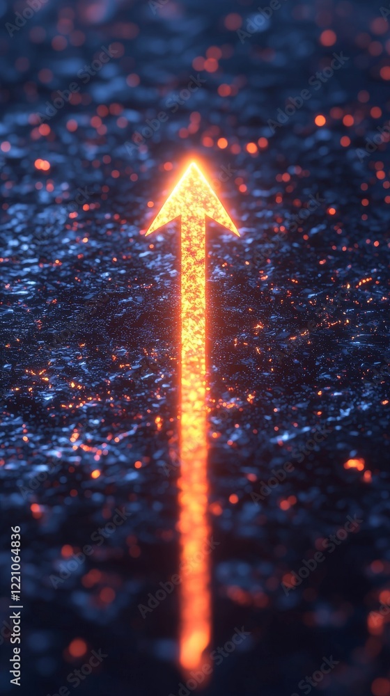 Poster a glowing arrow emerging from a textured surface, symbolizing direction and motivation in a dynamic 