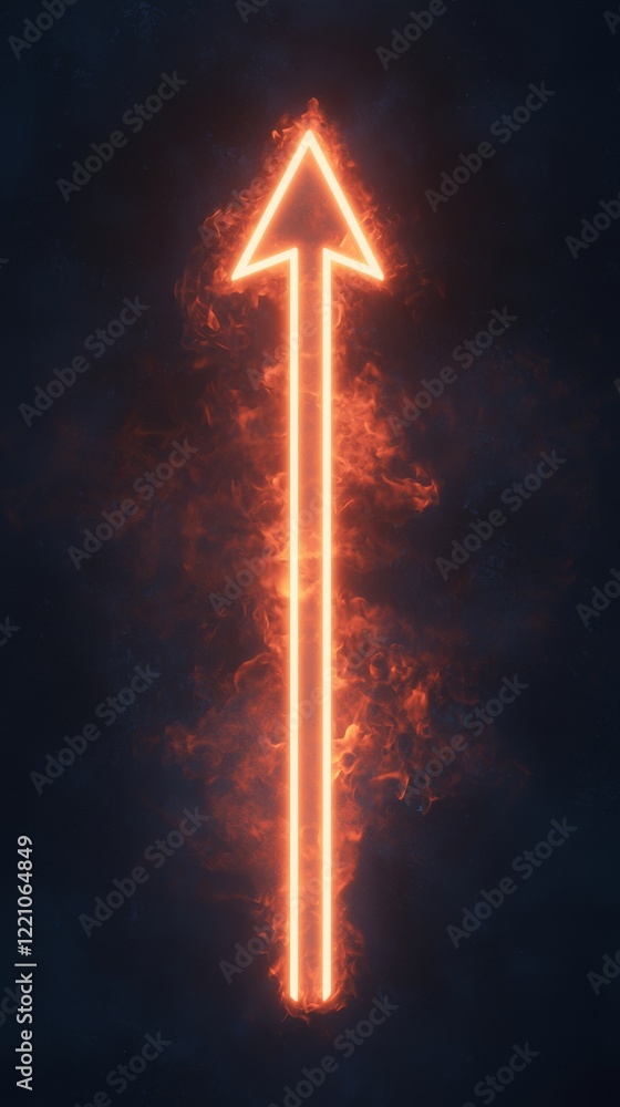 Poster a glowing arrow sign, symbolizing direction and progress, with a dark background creating a striking