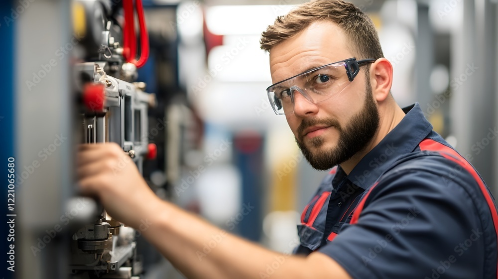 Poster technician using for real-time machine schematics and efficient repair work