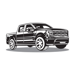 Vector Art Illustration Double Cabin Truck