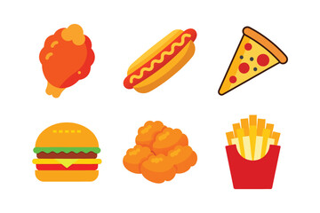 A Bundle of fast food Vector illustrations isolated icon