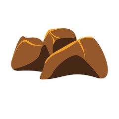 Brown stones vector art, brown rock clip art, cartoon stone rock illustration, isolated on white background
