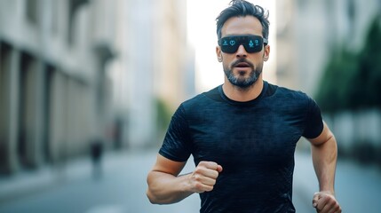 Runner Using Smart to Monitor Fitness Goals and Pace