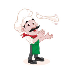 Vector Art Illustration of Italian Pizza Chef