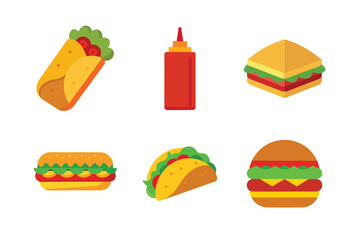 A Bundle of fast food Vector illustrations isolated icon