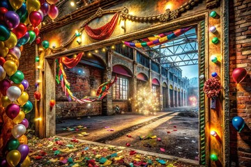 Urban Exploration Festive Carnival Border - Grungy Industrial Party Background