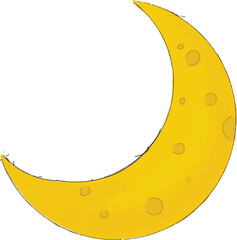 Hand drawn crescent. Cartoon style