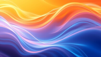 Fototapeta premium vibrant abstract waves, flowing energy, dynamic curves, colorful spectrum, smooth gradients, fluid motion, electric blue, fiery orange, royal purple, golden yellow, luminous glow