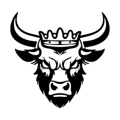 bull with crown on head mighty simple vector logo