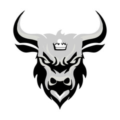 Fototapeta premium bull with crown on head mighty simple vector logo