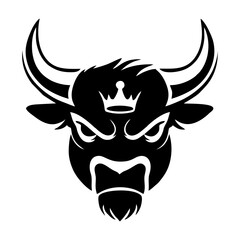 bull with crown on head mighty simple vector logo