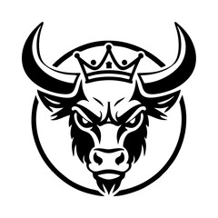bull with crown on head mighty simple vector logo