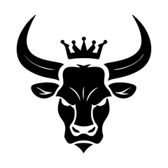 bull with crown on head mighty simple vector logo