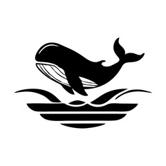 whale jumping on the water simple vector logo