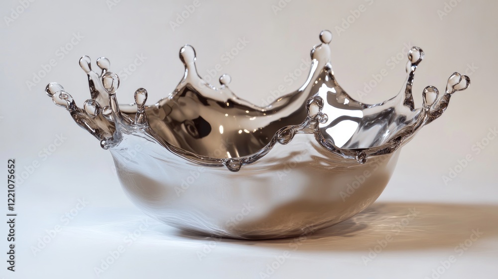 Poster a perfect crown-shaped water splash forming a sphere, reflecting the power and grace of liquid in mo
