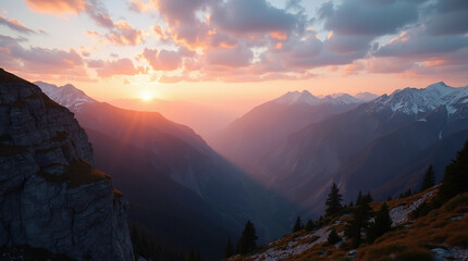 Breathtaking Mountain Panorama at Sunrise