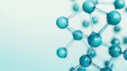 Fototapeta premium Abstract molecular structure with blue spheres connected by transparent lines, representing scientific concepts in chemistry or biology.