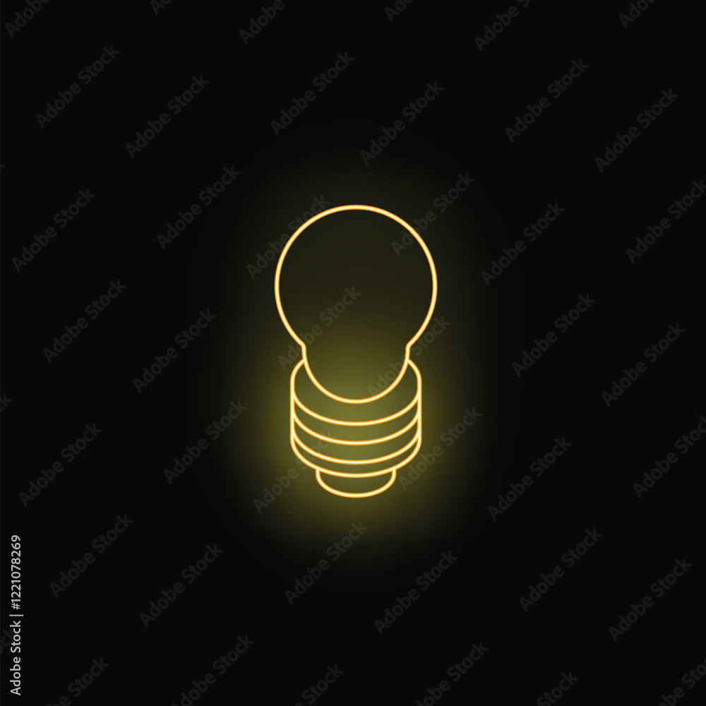Poster neon lightbulb is sitting on a stack of coins symbolizing the connection between a good idea and fin