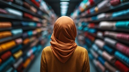 A woman with an engaged expression looks thoughtfully at sparkling jewelry displayed in a modern shop, highlighting the allure of luxury and personal expression.
