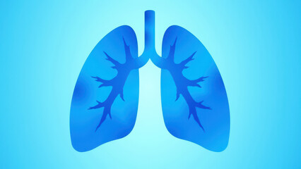 Blue lungs against a gradient background, symbolizing clean air and good health.